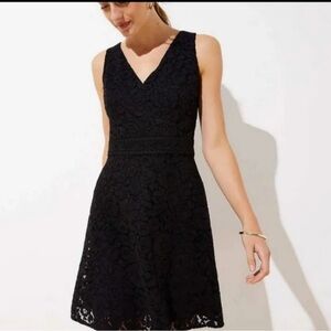 LOFT Black Lace V-Neck Lace Dress. Size 8, NWT.